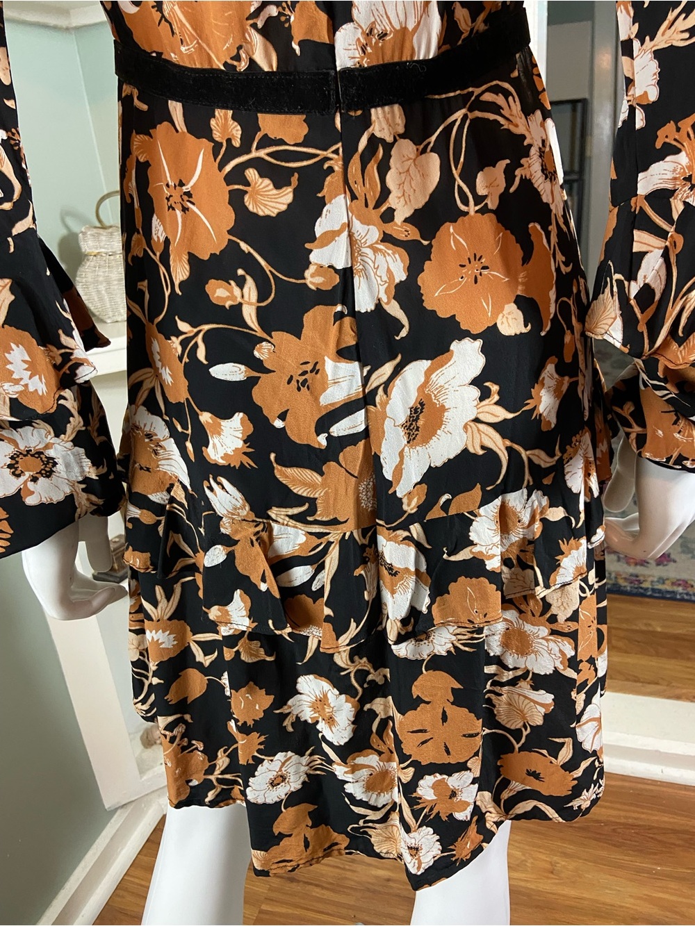 For Love & Lemons Floret Silk Blend Floral Mini Dress Long Sleeve Small S - Picture 16 of 16